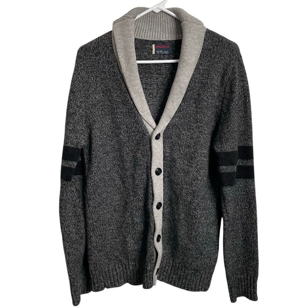 UNIONBAY Mens Cardigan Sweater M Y2K Wool Academia Varsity Preppy Tennis College
